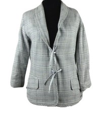 Ben Sherman Blue Tweed Blazer Small Silk Women Lightweight Jacket Work Career