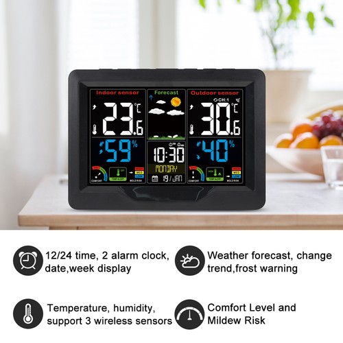 Wireless Clock Weather Station Touchscreen Digital Calendar Thermometer Guage - Picture 4 of 9