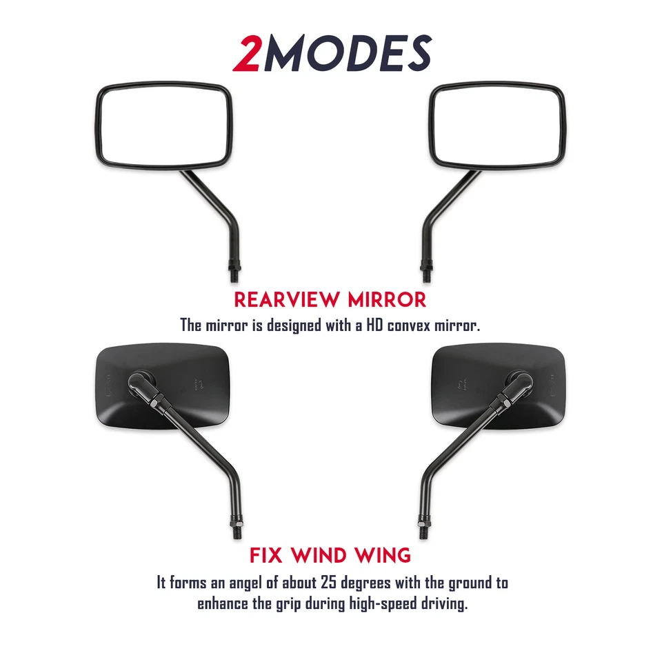 Espejos retrovisores laterales rectangulares negros para motocicleta Honda Shadow Phantom 750 VT750C2B Foto 4 de 4