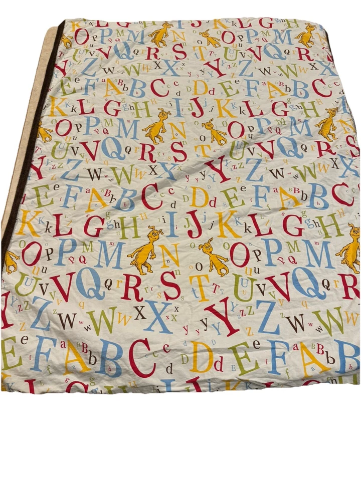 Manta para cuna de bebé Dr. Seuss Trend Lab marrón con respaldo de terciopelo ABC 30"X 40" encantadora Foto 4 de 4