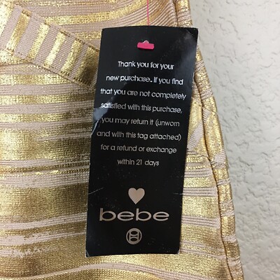 NWT BEBE Gold Foiled Double Strap Bandage Dress Sexy Bodycon GOLD Dress  Size XS | eBay