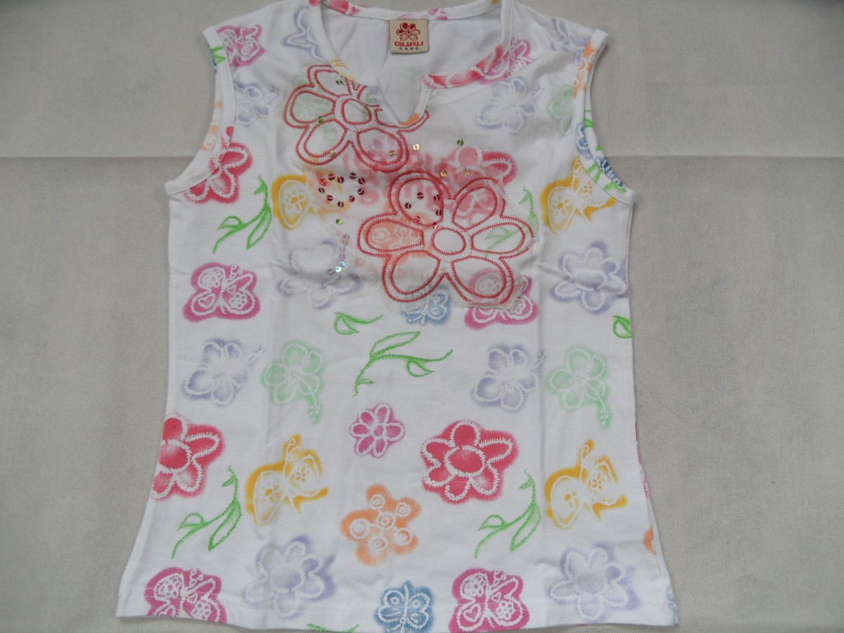 GURU Jam Session schönes Top weiß Blumenmuster 14 J TOP ST818