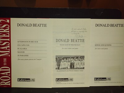 Donald Beattie  Sheet Music Lot Of 3 Easy Piano In C Major One Sheet Signed VG+