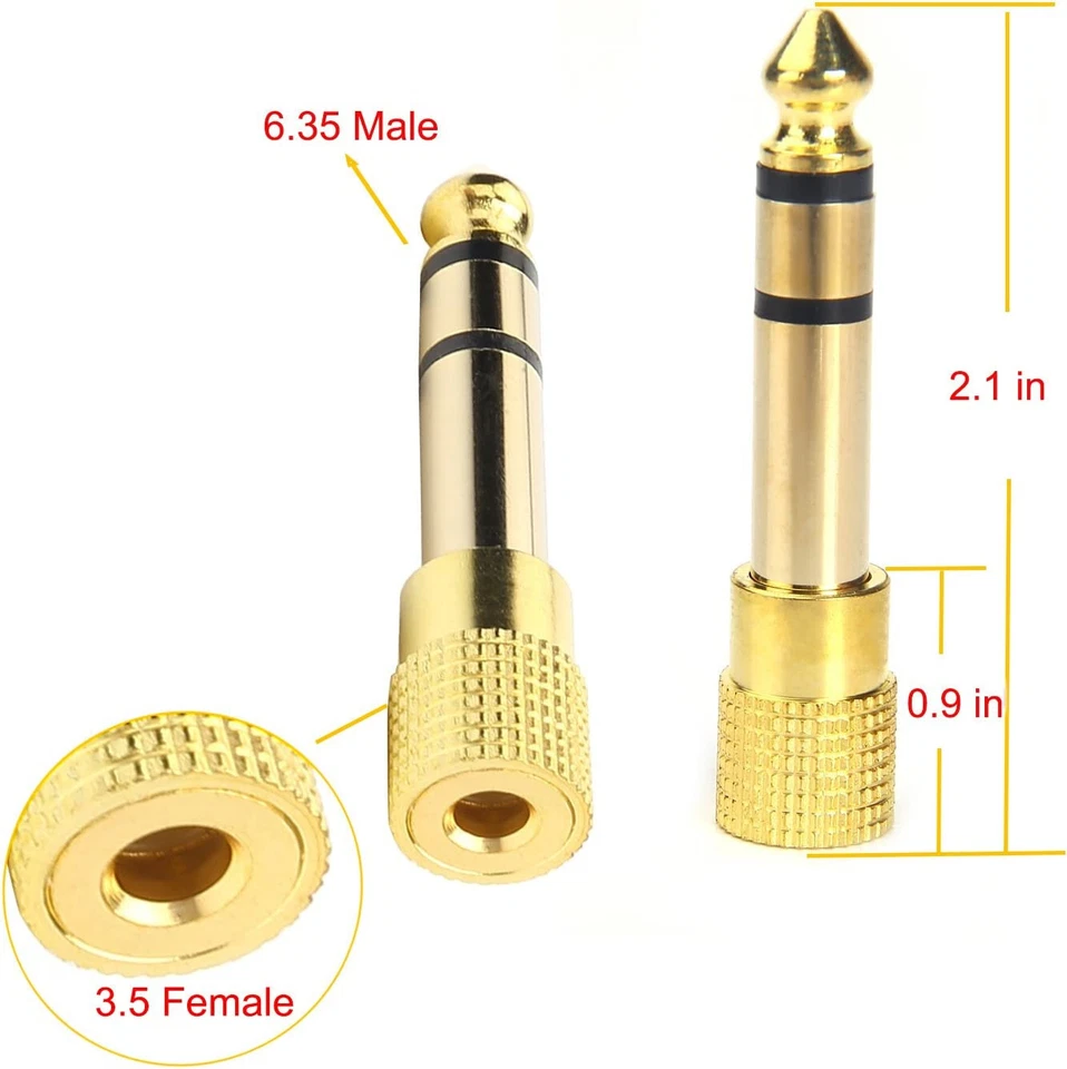 2x Headphone Adapter Small to Big 3.5mm to 6.35mm 1/4" Jack Audio Adaptor 2 Pack - Image 3 of 3