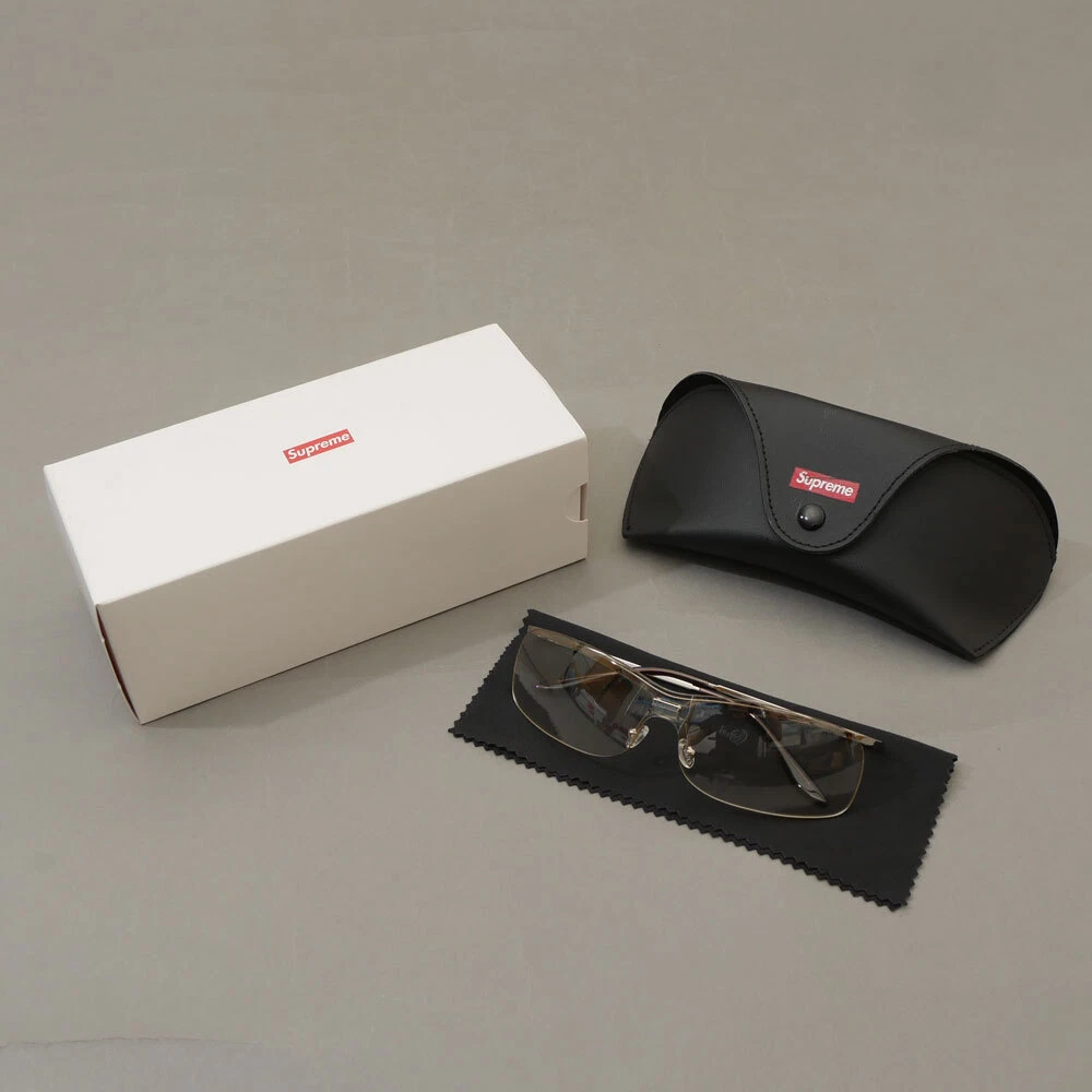 Supreme 22SS Lunettes de Soleil Vélo ARGENT Taille Libre avec Etui Beauté Lunettes Unisexe Auth