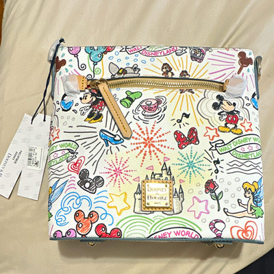 Dooney & Bourke Disney Sketch Zip Crossbody Bag Mickey Minnie White Medium