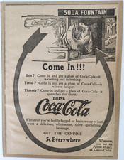 Coca Cola Coke Soda Fountain Ad Vintage 1906 Newspaper Print Pasted