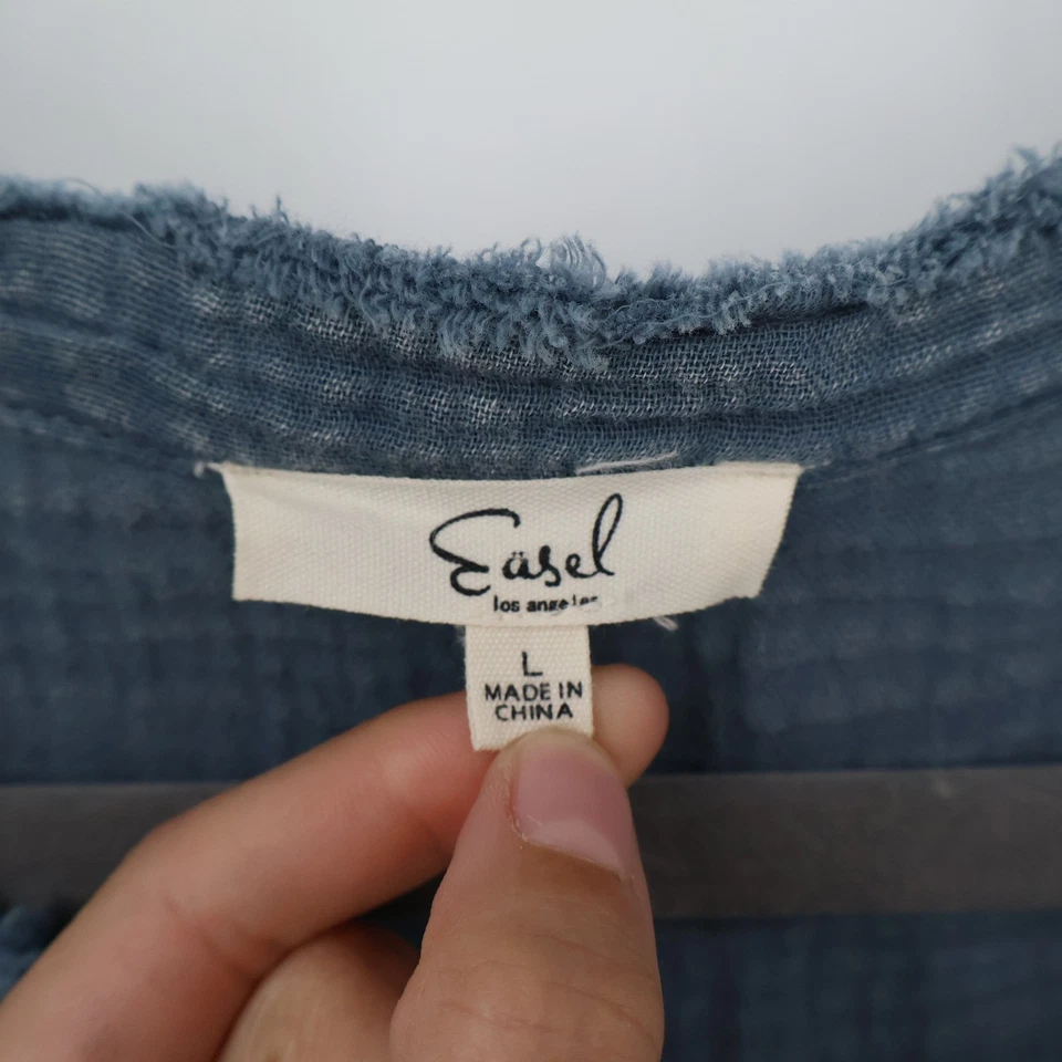 Vestido de gasa de algodón caballete para mujer L azul costero resort playa viaje boho vacaciones Foto 2 de 4