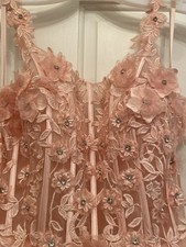 Prom Dress Size 6 Pink With Intricate Flower Detail On Bodice & Skirt