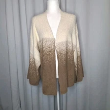 Another Love Open Cardigan Womens L Kimono Sleeve Ombre Fuzzy Texture Relaxed