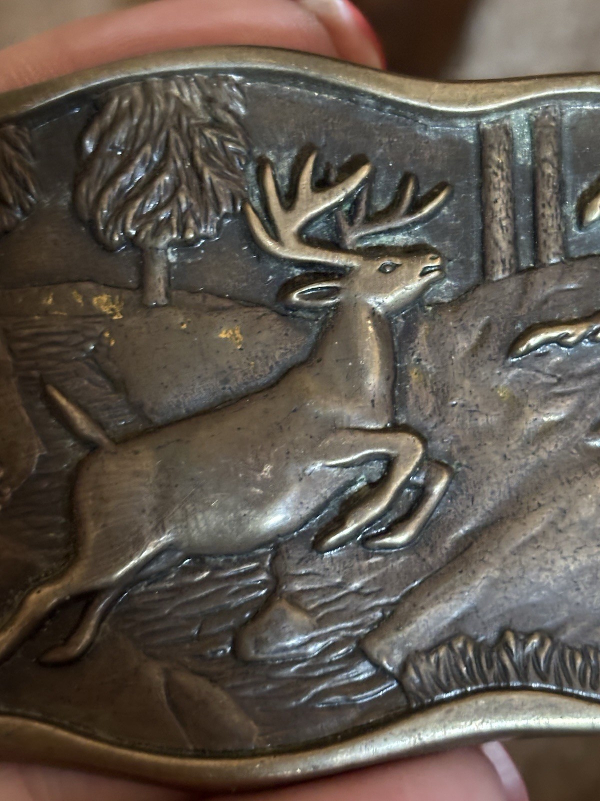 Solid Brass BTS 1983 Deer Running Through Forest … - image 3