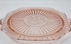 Vintage Pink Depression Glass Anchor Hocking Mayfair Open Rose Footed Cake Plate