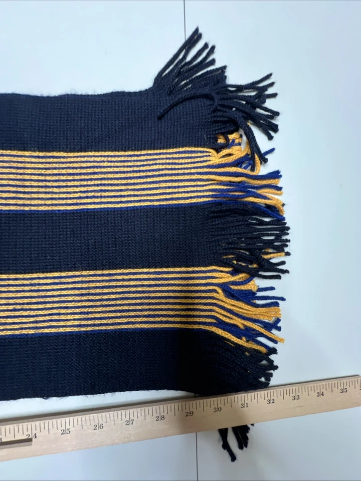 Nautica Unisex Bufanda Mezcla Lana Nave Azul Dorado Rayas Tejido Flecos Clásico Foto 2 de 4