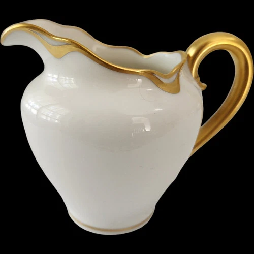 Haviland Silver Anniversary Creamer Limoges France White Porcelain with Gold Tri