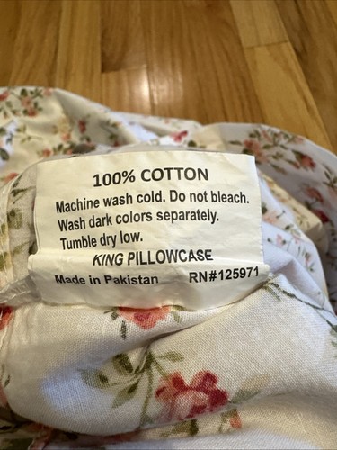Cottage100% Cotton Pink Roses King Size Pillowcase By Sleep well Shabby Chic - Picture 4 of 5