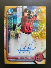 2022 Bowman Chrome Jorge Barrosa 1st Prospect Gold Refractor Auto /50 Arizona 