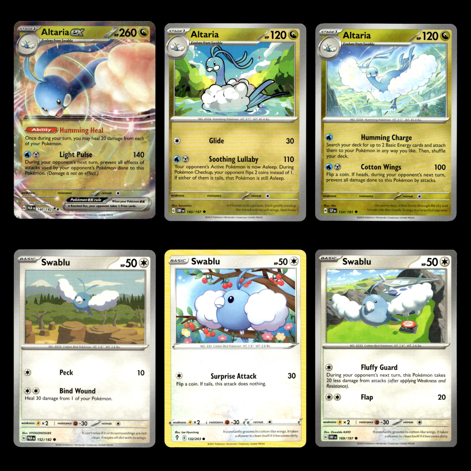 6x Altaria ex Lot 140 Scarlet Violet Series Paradox Rift Pokemon Cards Set TCG
