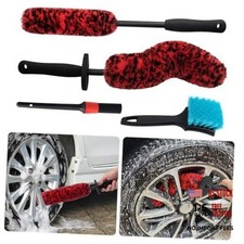 4 Pack Car Wheel and Tire Cleaner Brushes Kit Auto Motorcycle Rim Red  Black