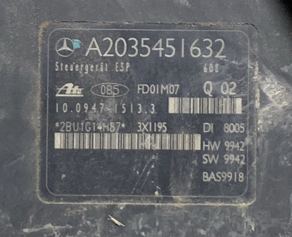 🧲02-05 Mercedes W203 C230 CLK500 ABS bomba de freno antibloqueo módulo ESP fabricante de equipos originales Foto 3 de 3