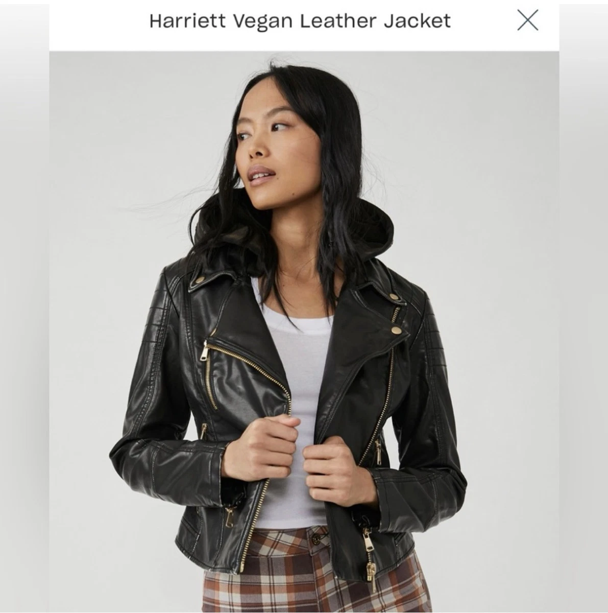Veste Moto Free People Femme Taille 4 - Coton Enduit Noir - Style Boho - Occasion