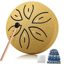 Mini Steel Tongue Drum - 3 Inch 6 Note Chakra - Gold - Outside Garden