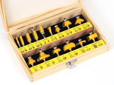 15 Bit Carbide Tipped Router Bit Starter Set - 1/4" Shank - Yonico 17150q