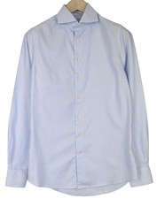 SUITSUPPLY Men's Formal Shirt 37/14 1/2 Extra Slim Blue Pure Cotton Striped Cut