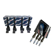 4PCS BOSCH Ignition Coil & Spark Plug For Audi A3 A4 Q5 A6 Q7 Quattro 2.0L L4