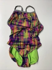 Dolfin Uglies Women's Multicolor One Piece Swimsuit Size 36 Purple Pink Green