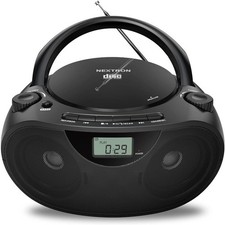 Portable CD Boombox with Bluetooth USB Radio and Bass Boost CD Player Black