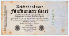 1922 Germany 500 Mark 10652157 Reichbanknote Paper Money Banknotes Currency