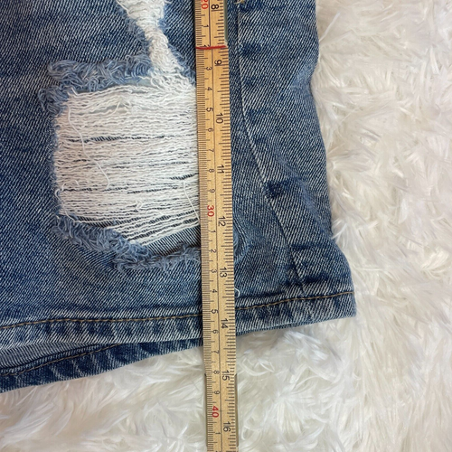 SO Jean Shorts Womens 7 Blue High Rise Stretch VTG Mom Medium Wash Distressed - Afbeelding 8 van 8