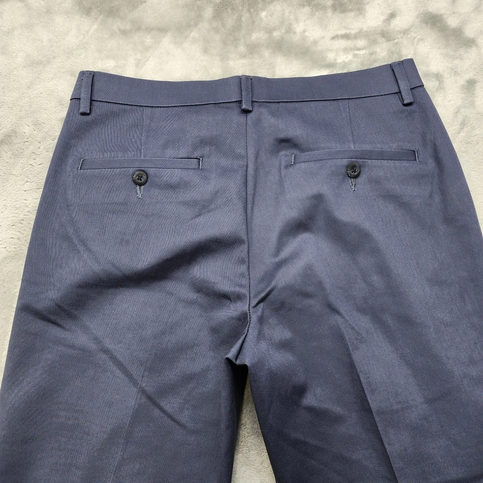 Pantalones HAGGAR Para Hombre 30X32 Azul Sin Hierro Premium Caqui Ajustados Calce Recto Elastizados Foto 4 de 4