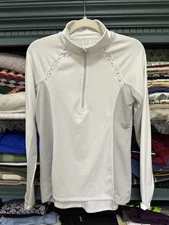 Layer 8  1/4 Zip Base Layer Pullover Light Weight Quick Dry White Gray