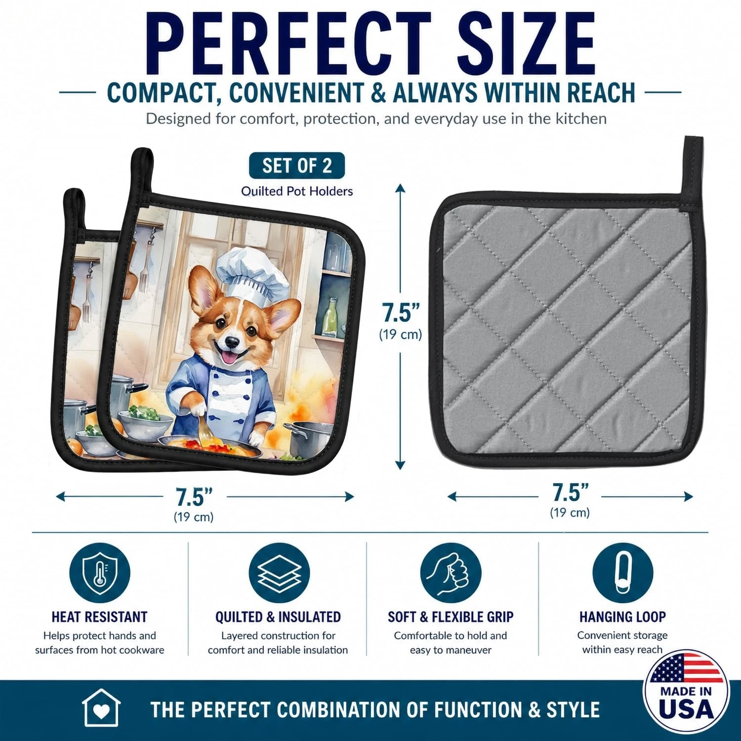 Caroline's Treasures Corgi The Chef Pot Holders