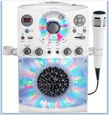 Singing Machine Portable Karaoke Machine SML625BTBK White Open Box Tested Works