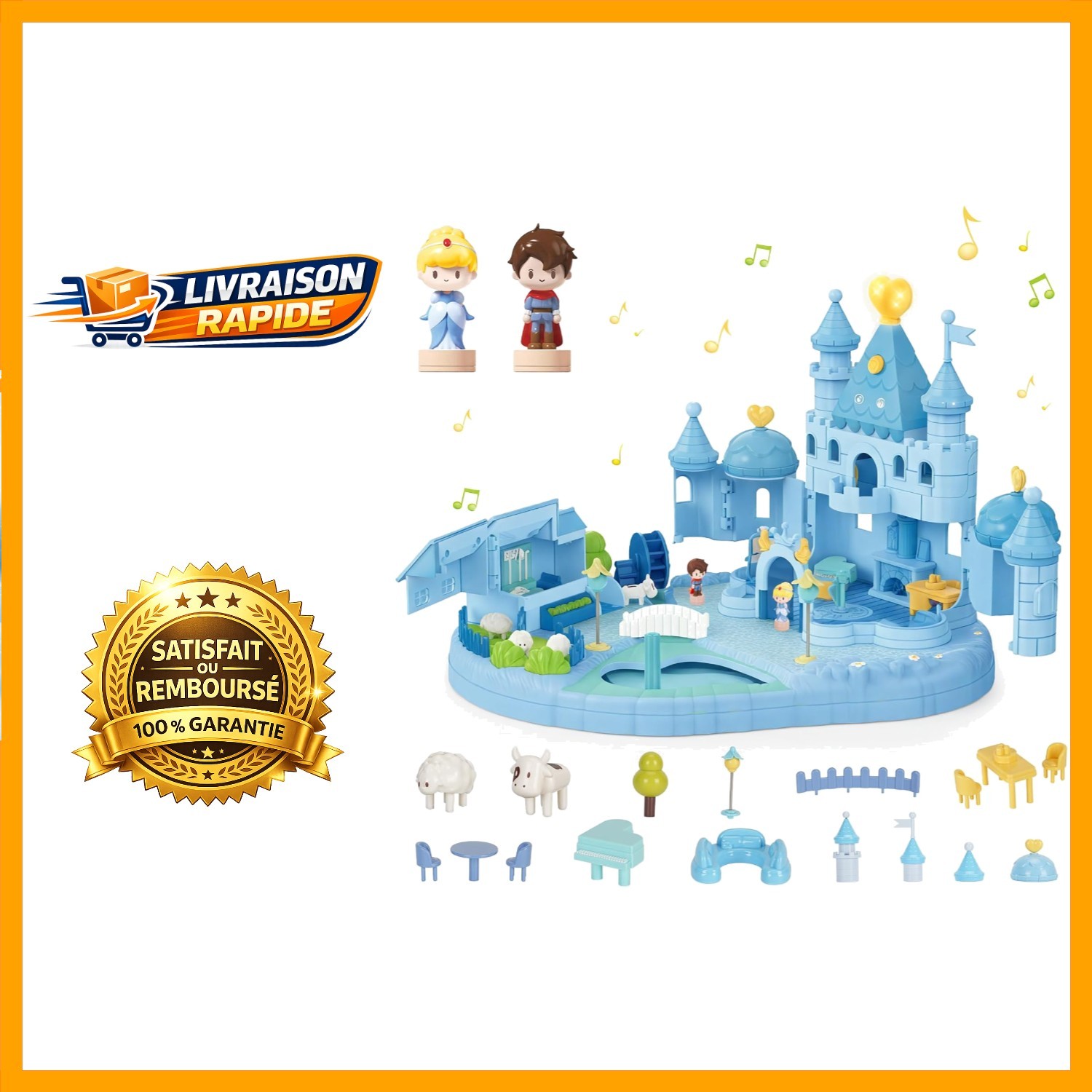 Château de princesse maison de poupée à télécommande avec figurines articulées