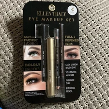 Ellen Tracy Eye Makeup Set 4 Piece Soft Feathery Lashes Full Brows Lined Eyes