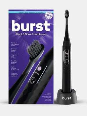Burst Pro 2.0 Sonic Electric Toothbrush Adult Black Sealed Rechargeable