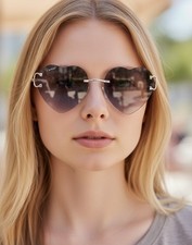 new Cartier rimless sunglasses piccadilly glasses Diamond Cut BIG C silver Frame