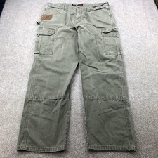 Wrangler Riggs Workwear Pants Mens 38x32 Green Cargo Carpenter Work 3W060LD