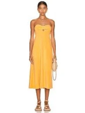 Women's Zimmerman Yellow Strapless Terry Jeannie Tie Bandeau Midi Dress Size 3