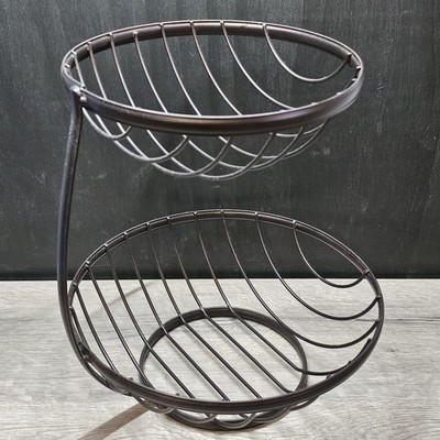 2 Tier Countertop Metal Wire Round Bowl Basket
