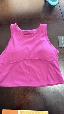 Danskin Women's Corset Cropped Tank Top Vivid Viola Removable Cups Size M