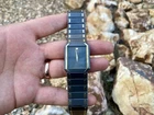 RARE Vintage Mens Seiko 7430 5479 Grey Tank Quartz Watch Integrated Bracelet