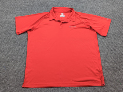 Columbia Shirt Mens 2XL Orange Polo Short Sleeve Omni Freeze Zero Cooling Golf