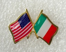 US and Italy crossed flags lapel pin, made in USA