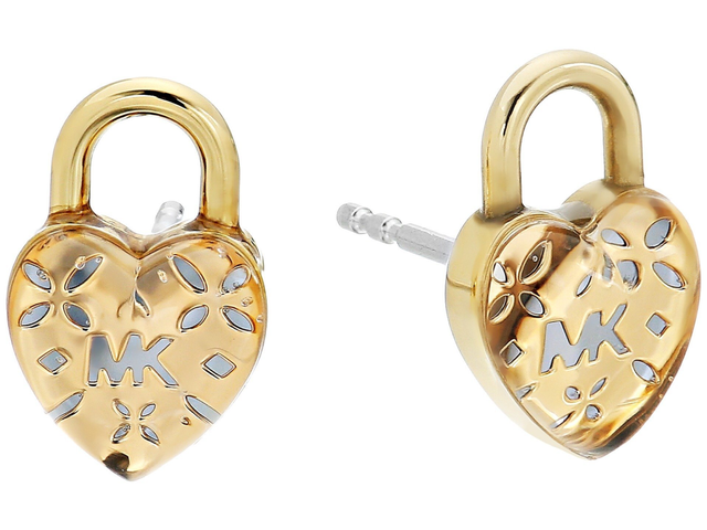 michael kors heart lock earrings