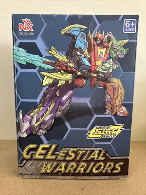Celestial Warriors 5 in 1 Transforming Dinosaur Robot 8'' Dino Combiner Figure