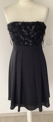 Bandeaukleid Kleid für Damen v. SWING Gr. 36 S Ärmellos schwarz edel TOP